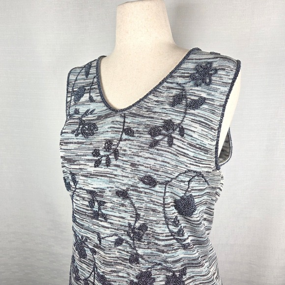 Jones New York Tops - Jones New York Sleeveless Knit‎ Top Women's XL Beaded Embellished Blue Knitwear